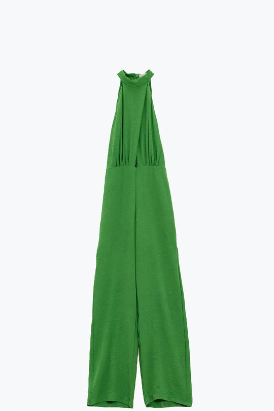 Combinaison verte avec encolure dos nu croisée - Vestidos