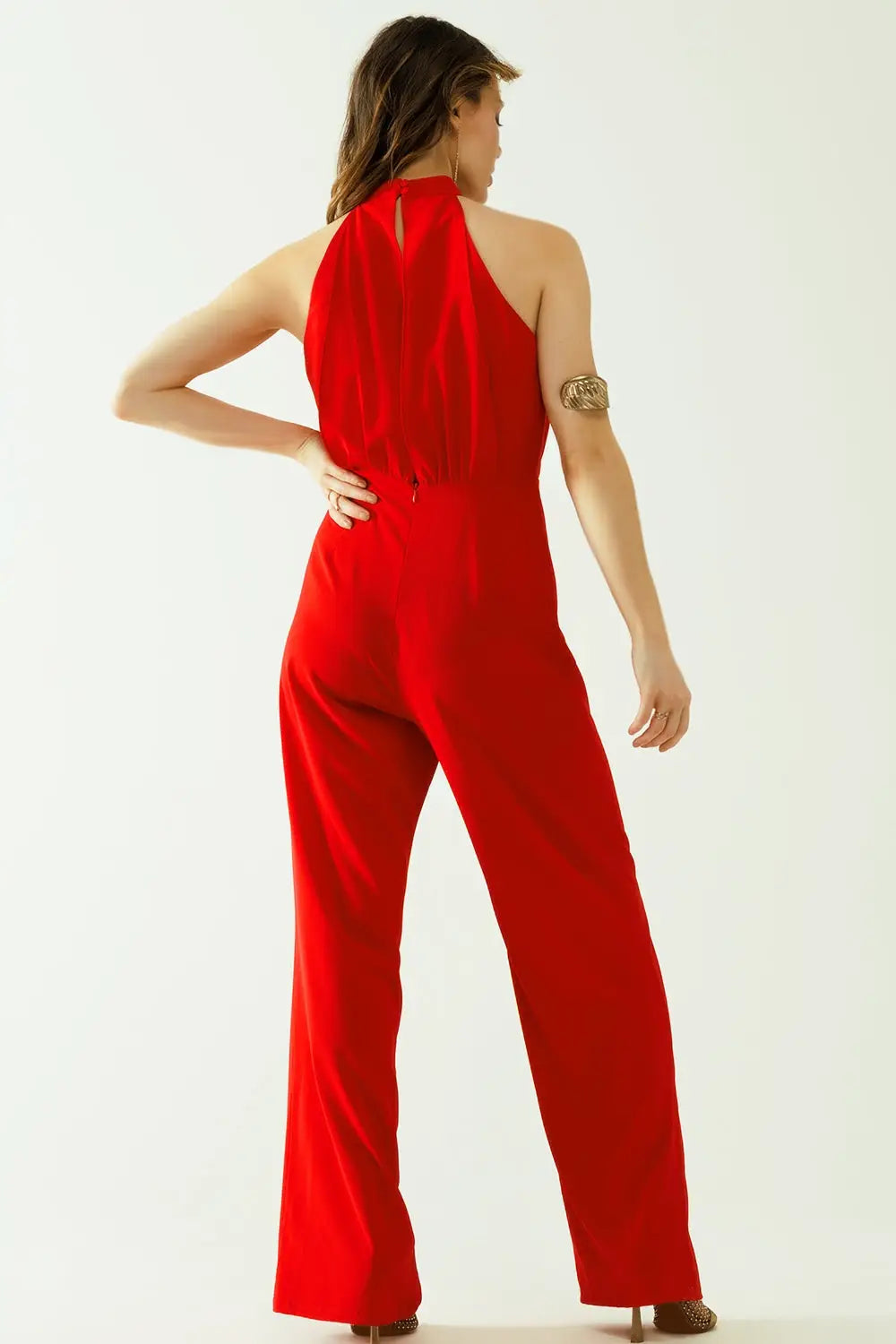 Combinaisons rouges avec haut croisé et col montant - Vestidos