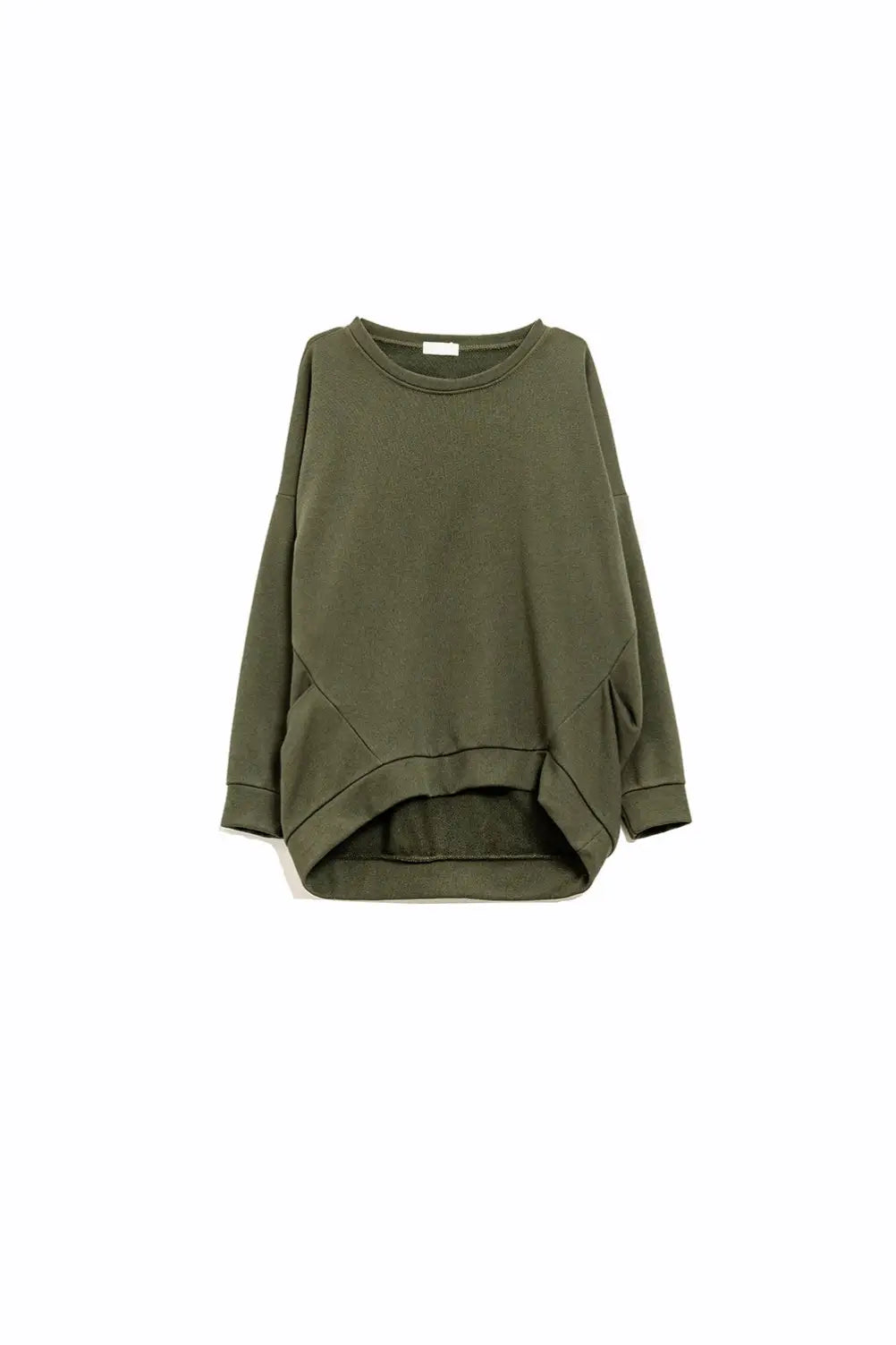Q2 Comfortable Green Sweater with Crew Neck