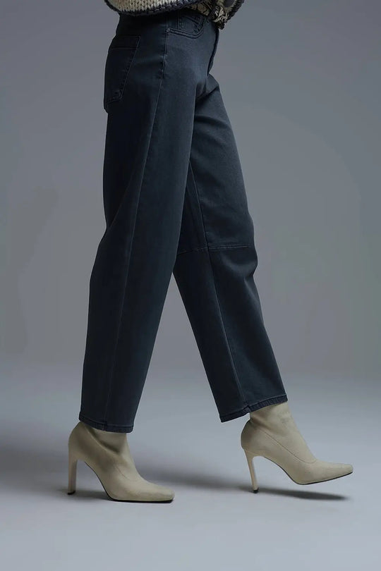 Comfortable stretch jeans with barrel leg in grey - Jeans