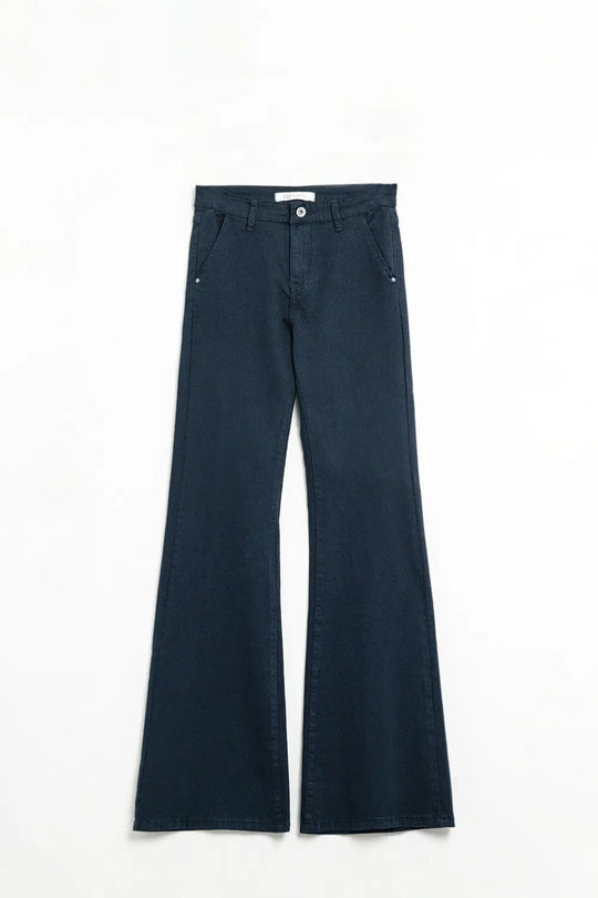 Comfy Stretcy Denim Navy Flared Jeans - Jeans