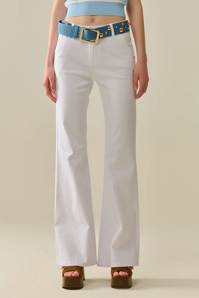 Q2 Comfy Stretcy White Flared Pants