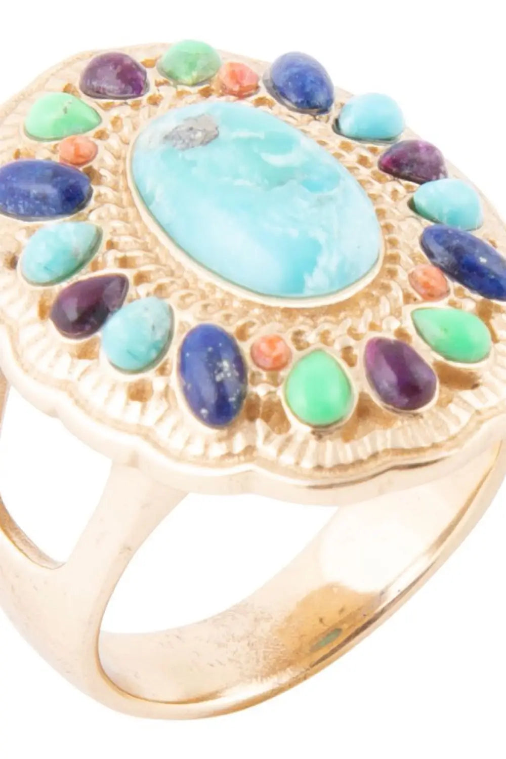 Concho Colorful Golden Statement Ring - Rings