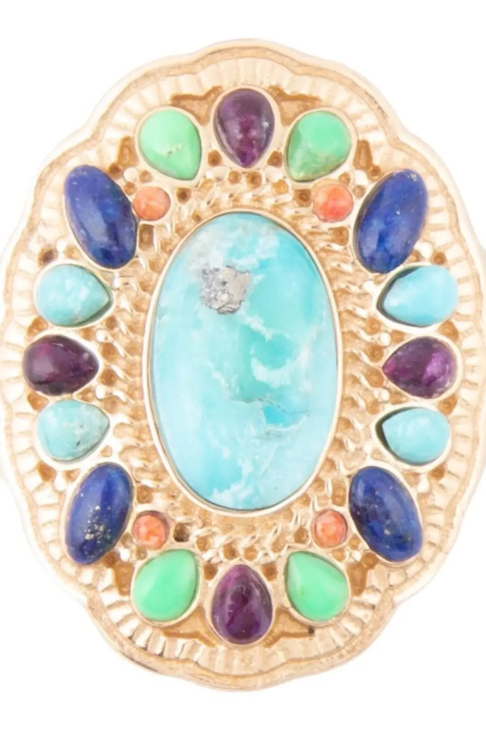 Concho Colorful Golden Statement Ring - Rings
