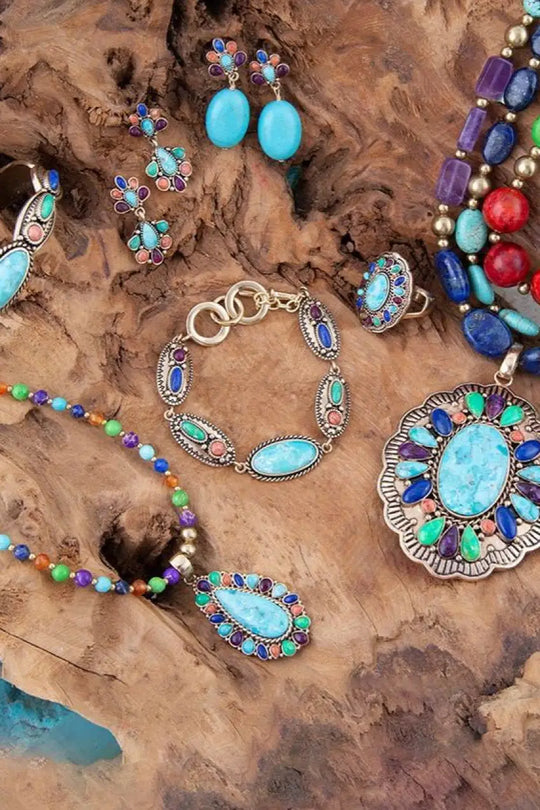 Concho Colorful Golden Statement Ring - Rings