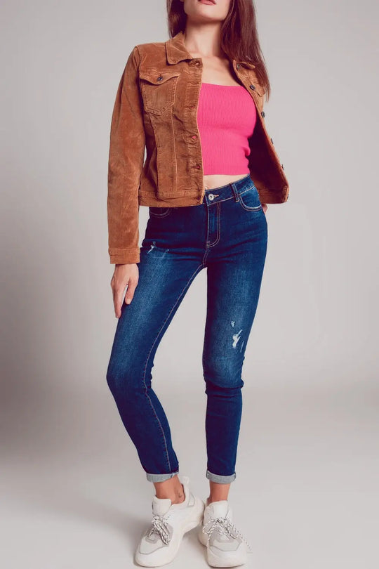 Cord jacket in camel - Coats and Jackets