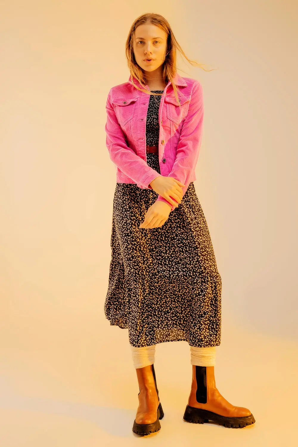 Cord jacket in fuchsia - Coats and Jackets