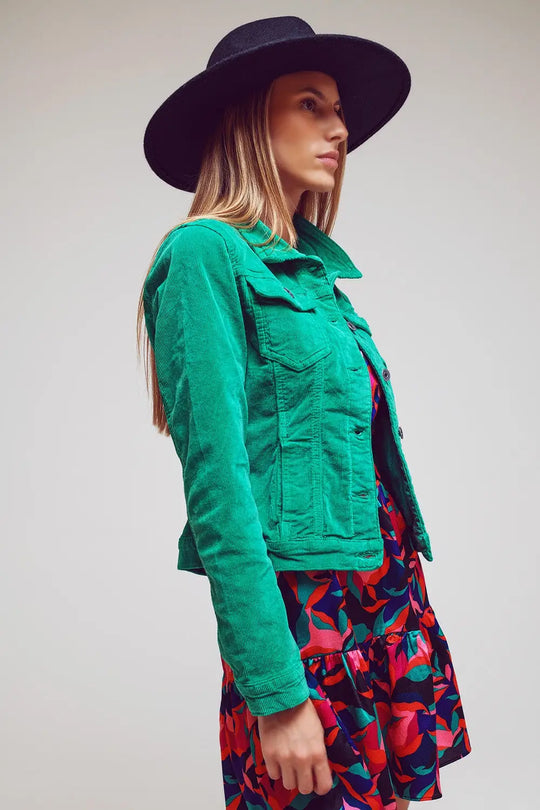 Cord jacket in green - Coats and Jackets