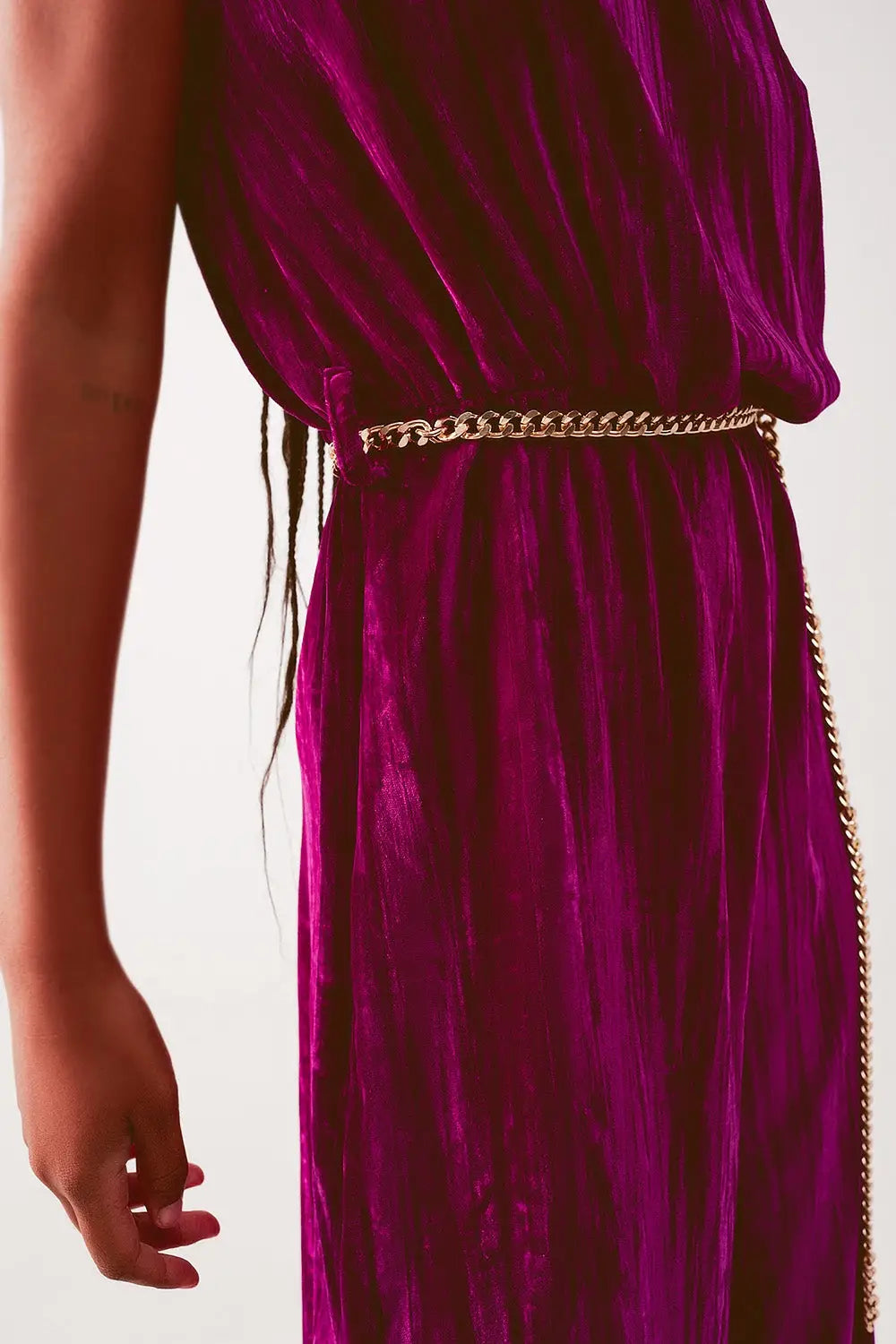 Cord waist belt jumpsuit in purple - Dresses