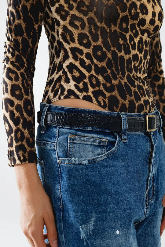 Corps en Spandex imprimé léopard avec manches longues - Tops