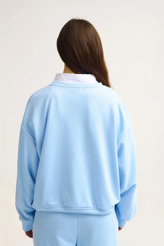 Côte d’Azur Embroidered Pastel Blue Sweatshirt - One Size / Blue - Sweaters