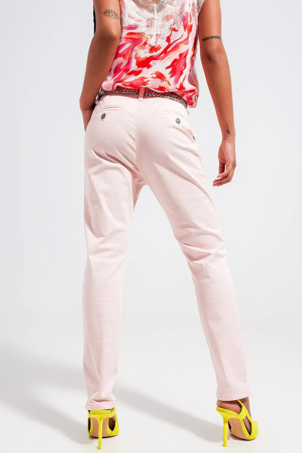 Cotton blend pants in pink - Jeans