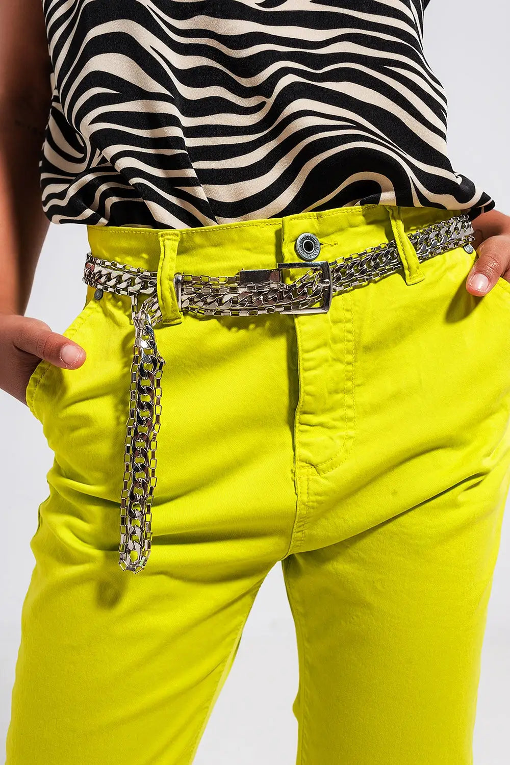 Cotton blend pants in yellow - Jeans