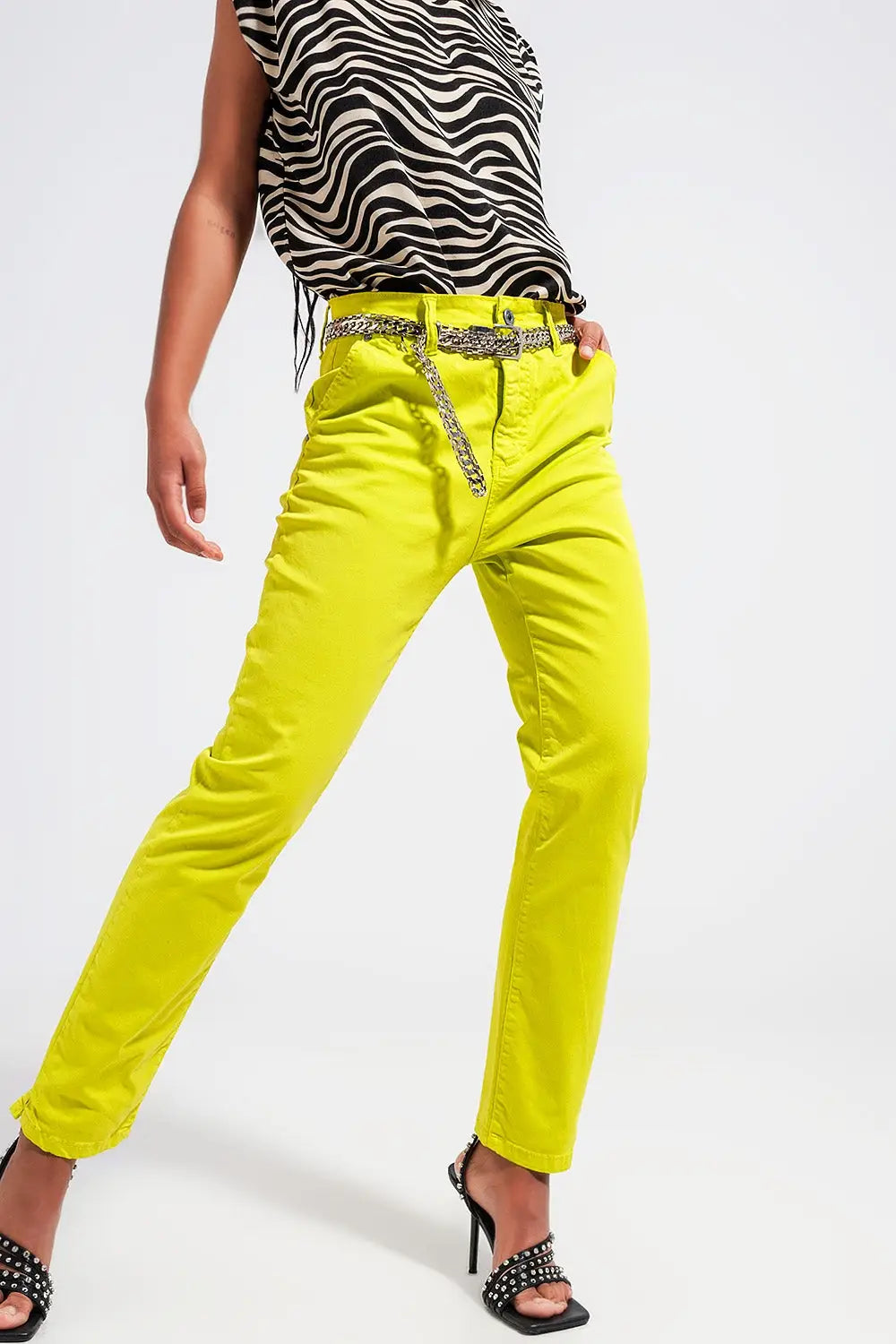 Cotton blend pants in yellow - Jeans