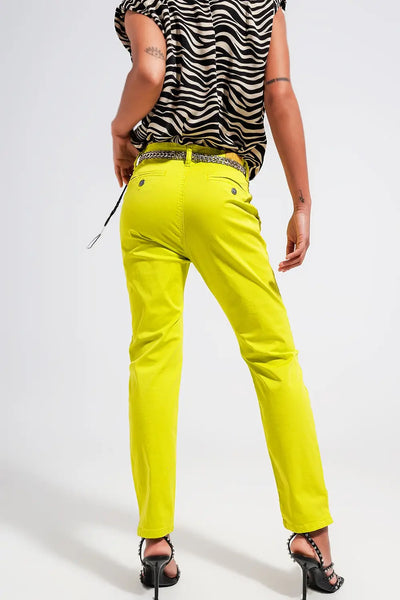 Cotton blend pants in yellow - Jeans