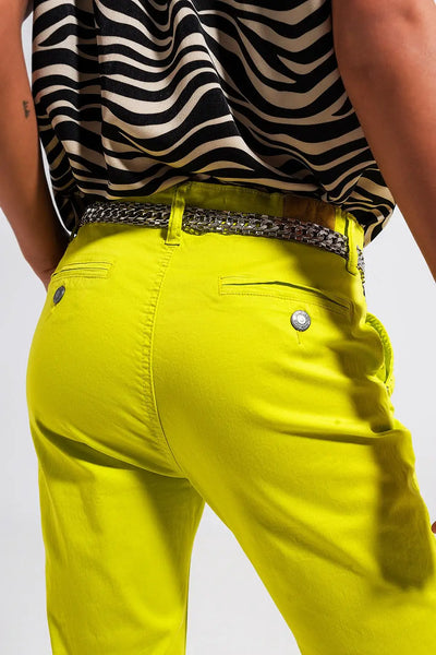 Cotton blend pants in yellow - Jeans