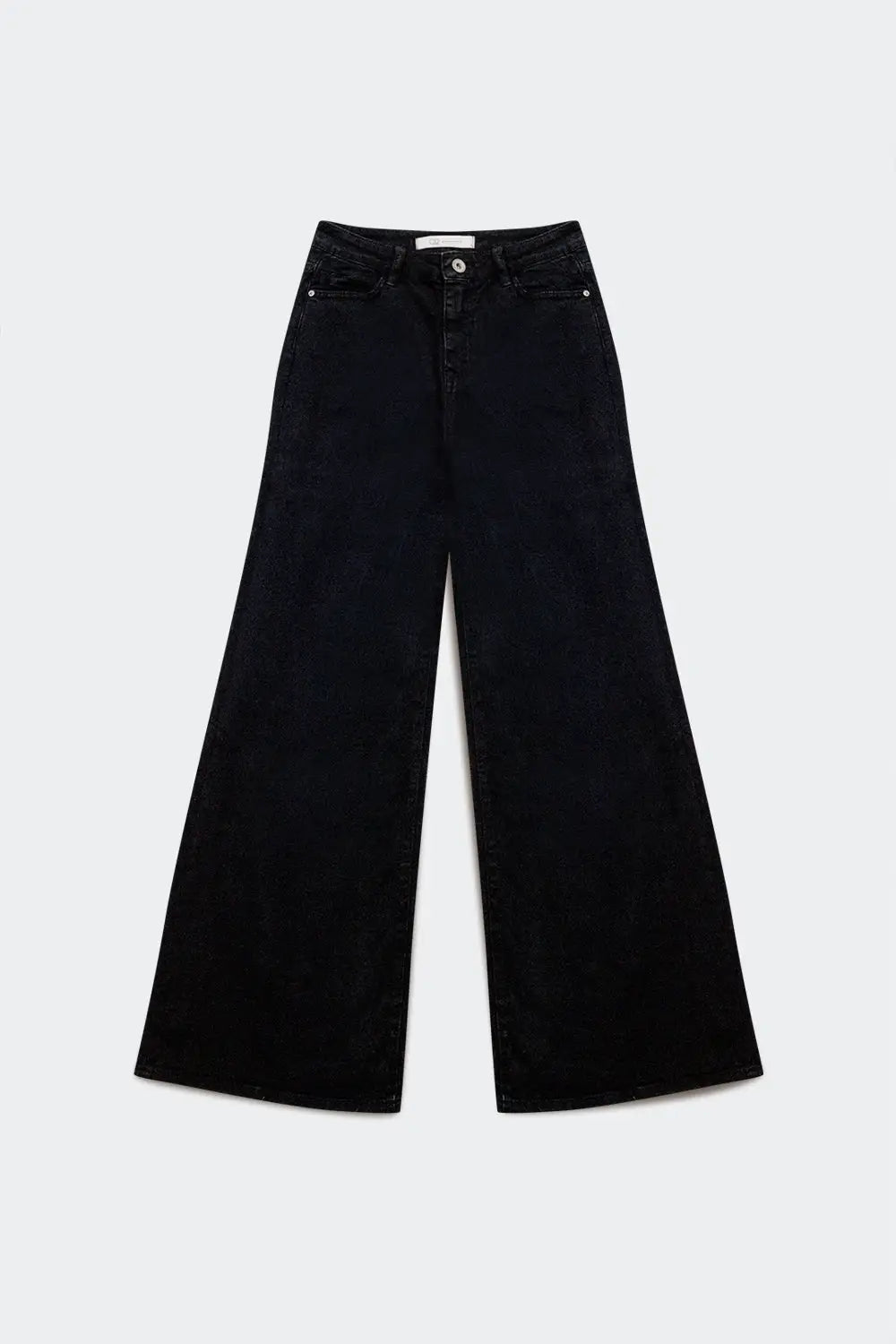 Cotton blend wide leg jeans in black - Jeans