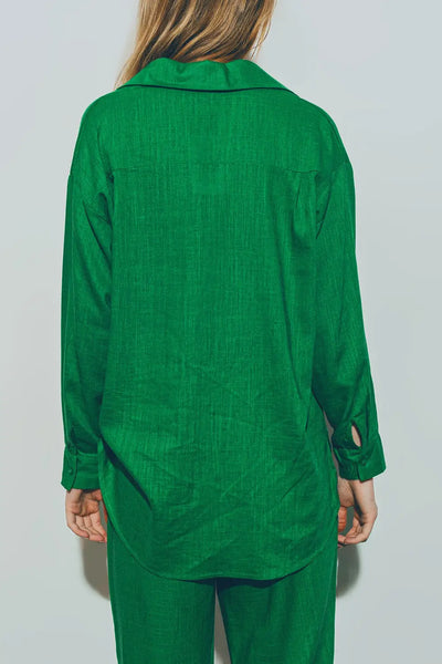 Cotton Loose Fit Shirt in green - Shirts