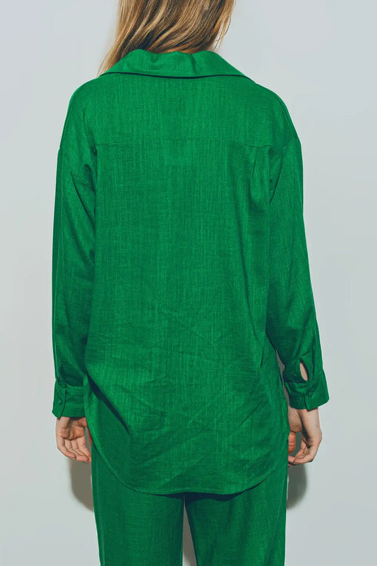 Cotton Loose Fit Shirt in green - Shirts