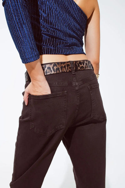 Cotton mid rise slouchy jean in chocolate brown - Jeans