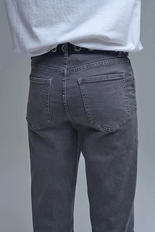 Cotton mid rise slouchy jean in Dark Gray - Jeans