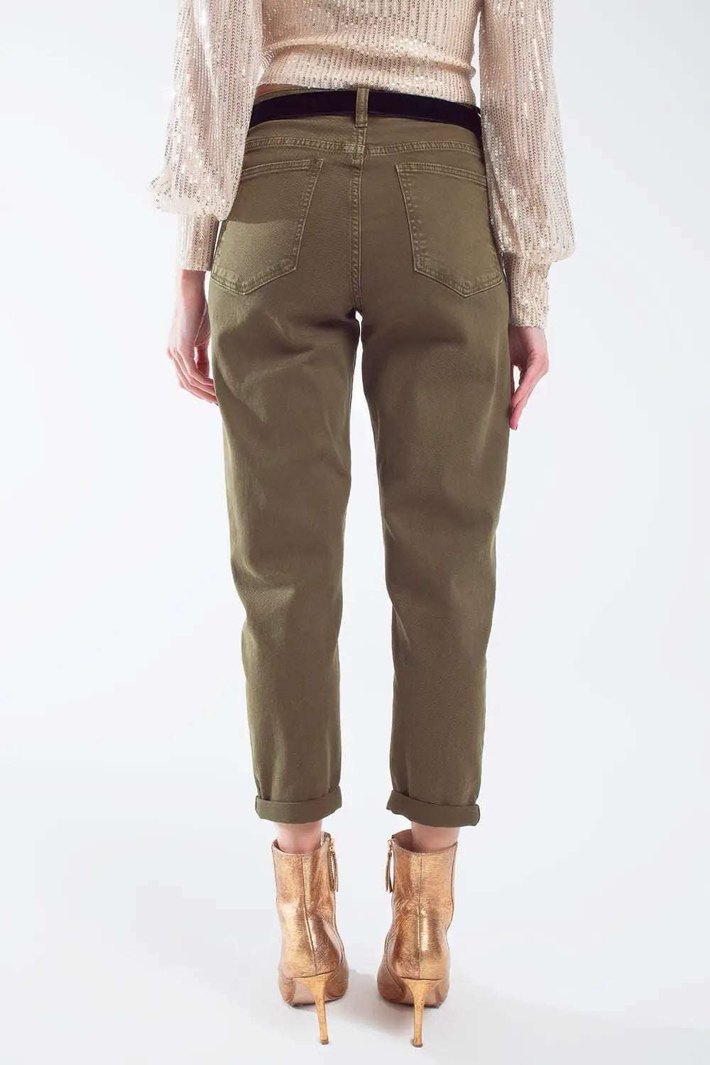 Cotton mid rise slouchy jean in khaki sepia - Jeans