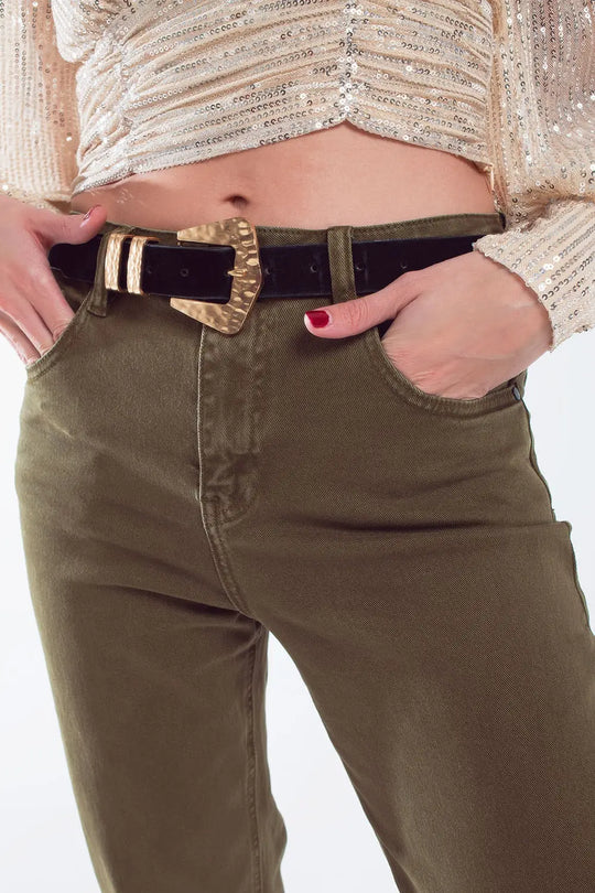Cotton mid rise slouchy jean in khaki sepia - Jeans