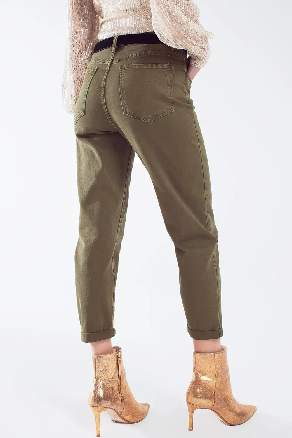Cotton mid rise slouchy jean in khaki sepia - Jeans