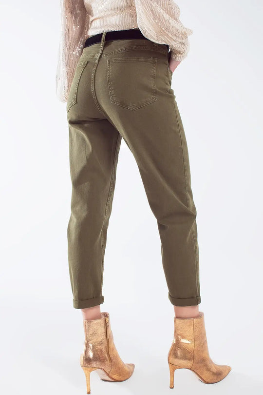Cotton mid rise slouchy jean in khaki sepia - Jeans