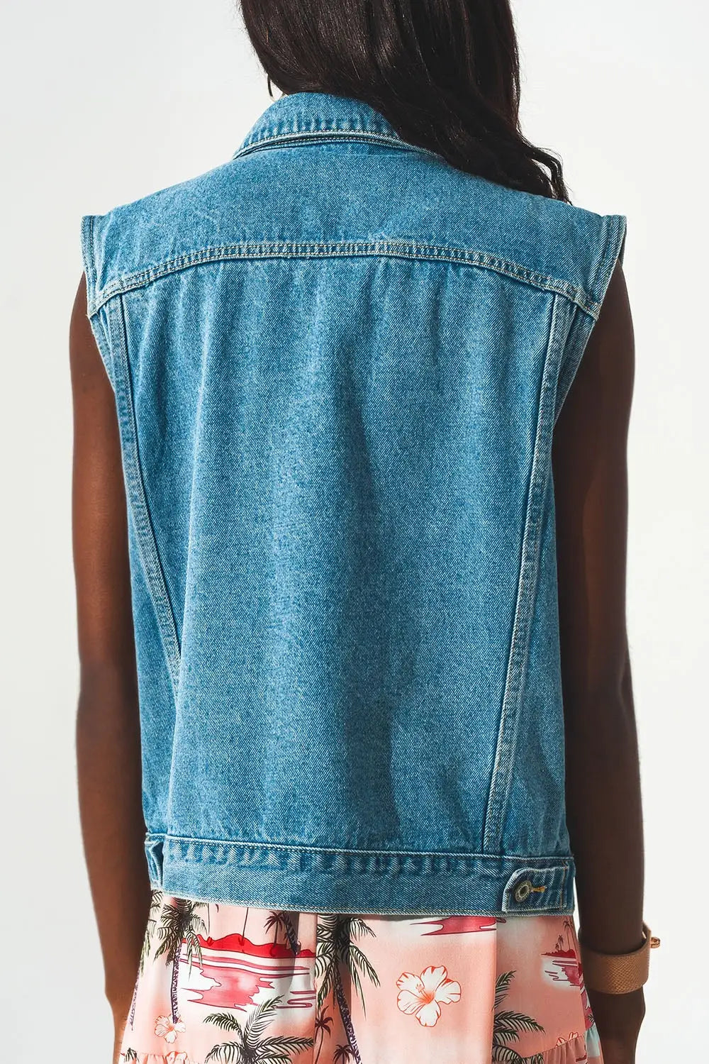 cotton sleeveless denim jacket in 70s blue - Coats and Jackets