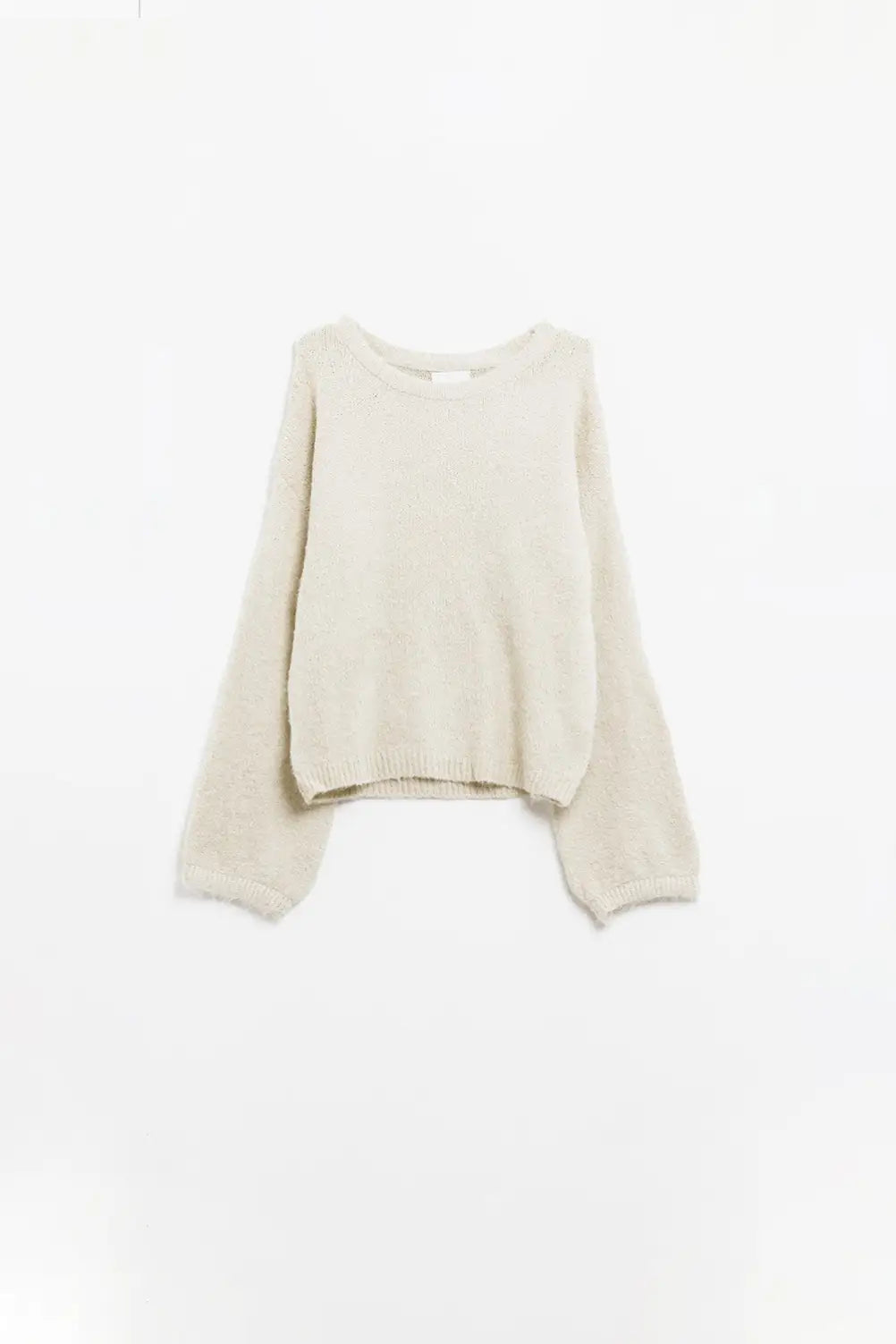 Q2 Cozy Balloon Sleeve Jumper in Cream