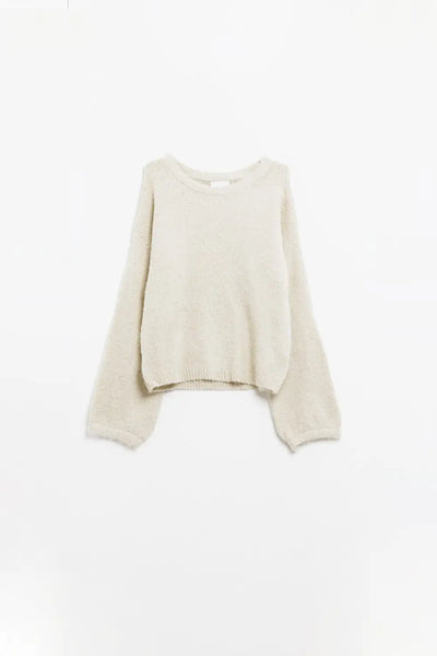 Q2 Cozy Balloon Sleeve Jumper in Cream