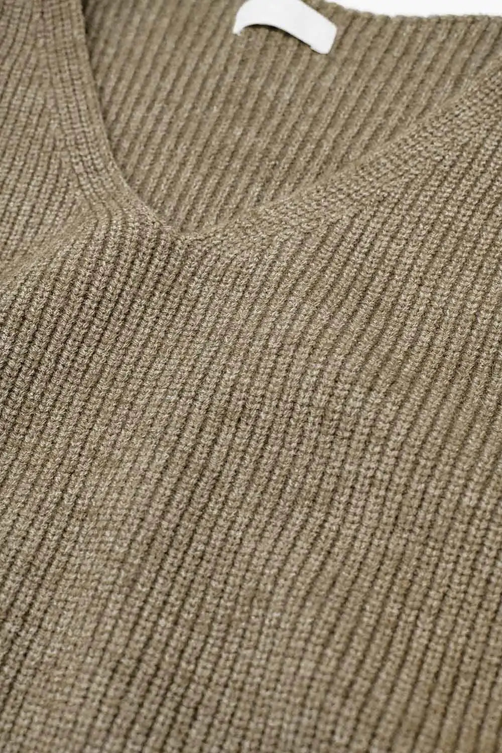 Cozy Oversized Beige V-Neck Sweater - One Size / Beige - Sweaters