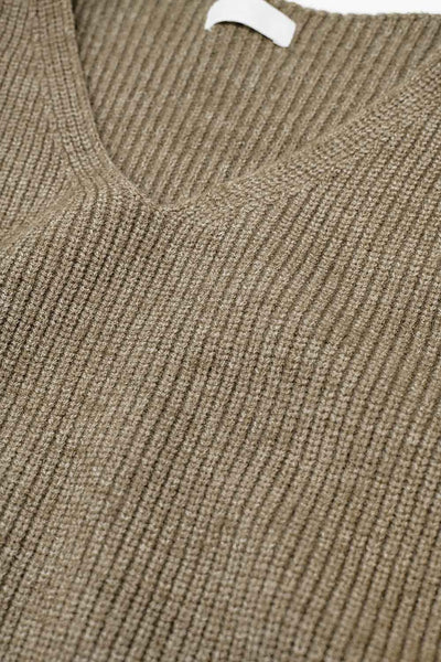 Cozy Oversized Beige V-Neck Sweater