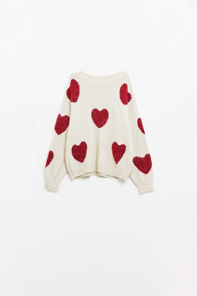 Hearts Bursting White Sweater