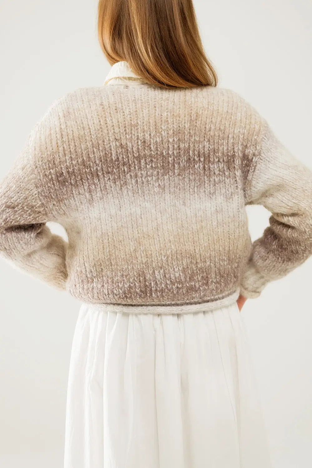 Cream and brown cable knit Cardigan - One Size / Beige - Sweaters