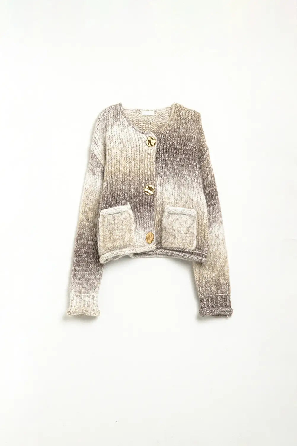 Cream and brown cable knit Cardigan - One Size / Beige - Sweaters