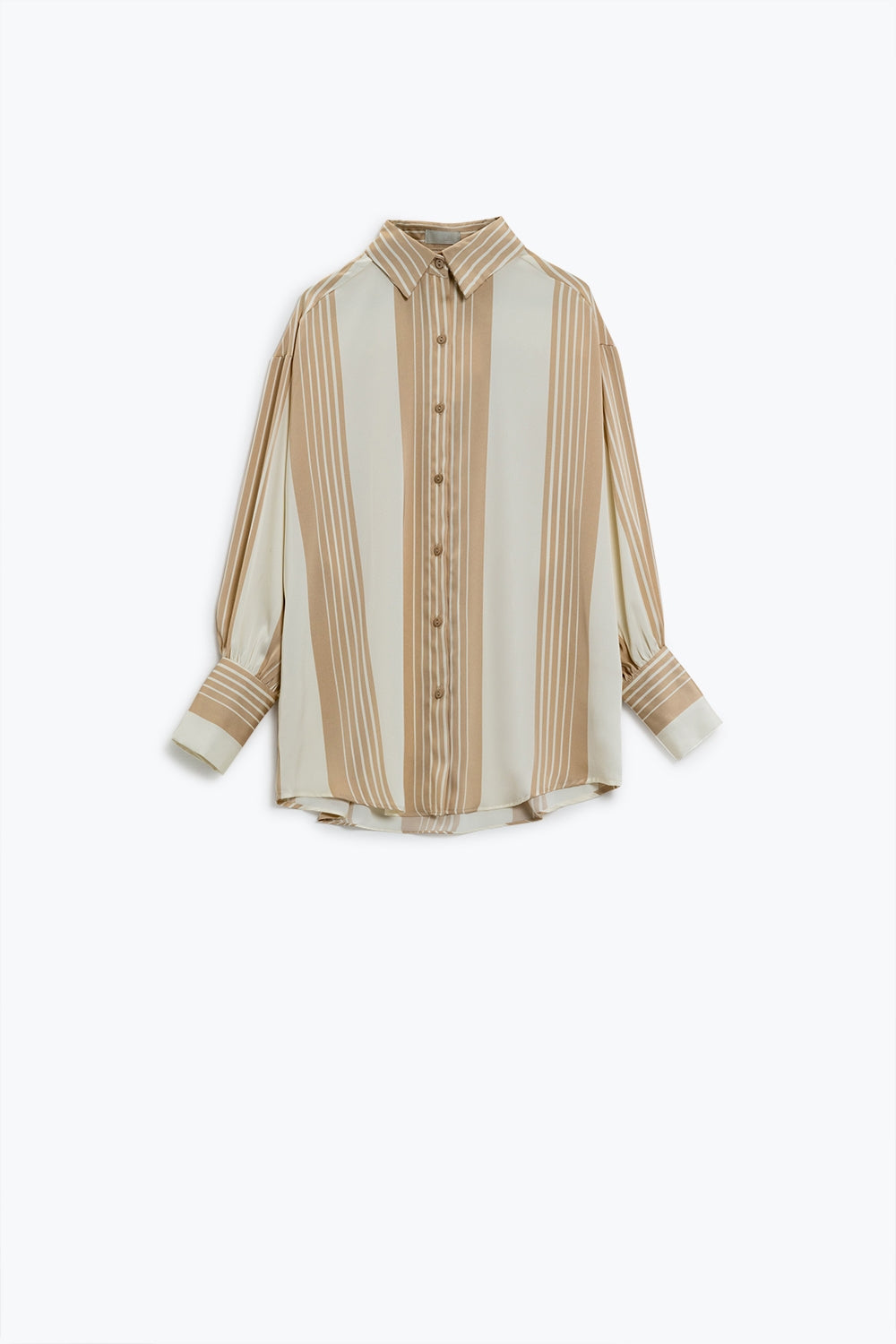 Q2 Cream Button Up Blouse With Polo Collar