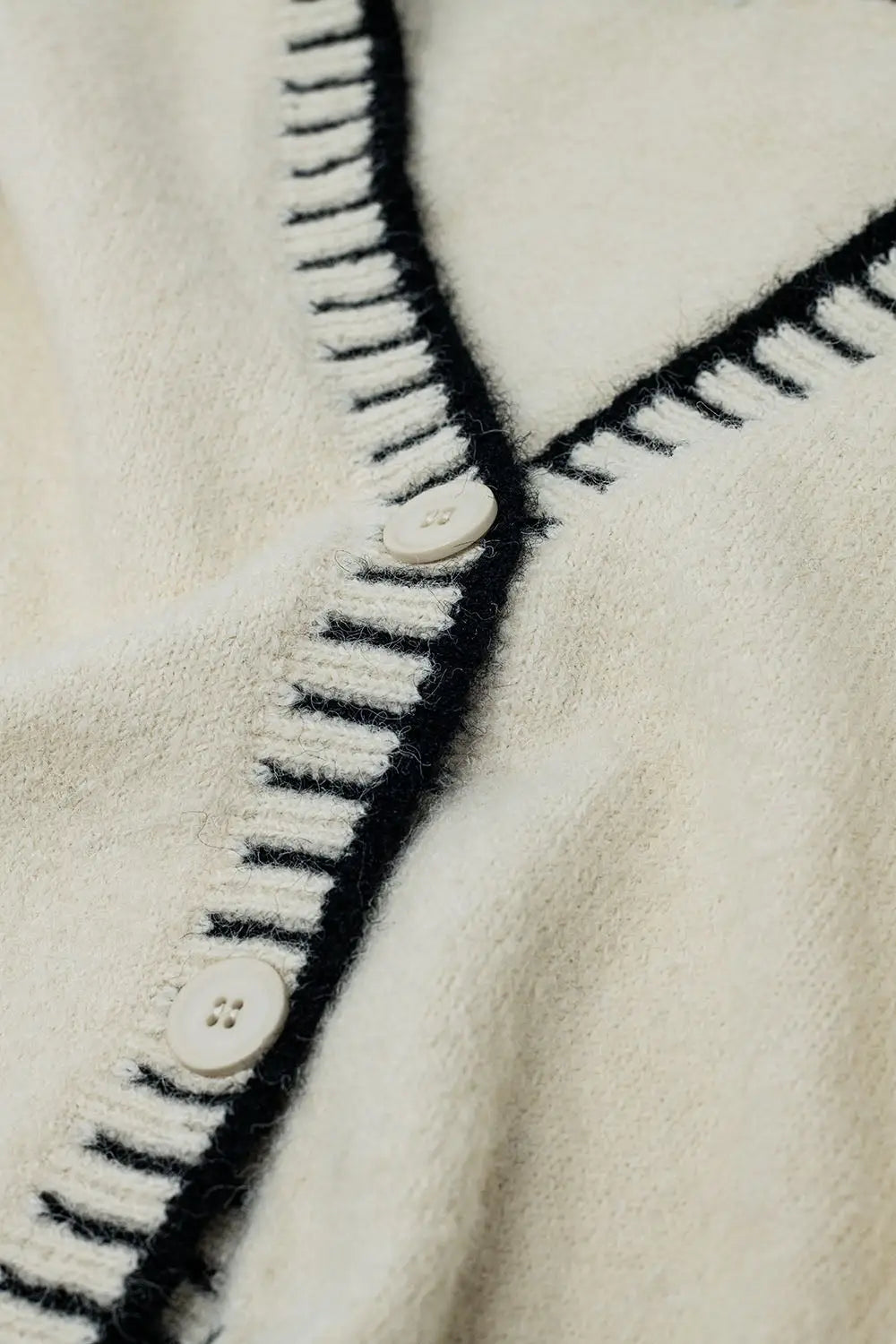 Cream cardigan with black trim - One Size / White - Sweaters