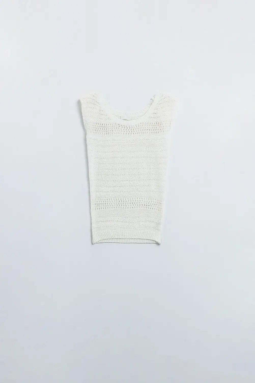 Q2 cream crochet sleeveless sweater