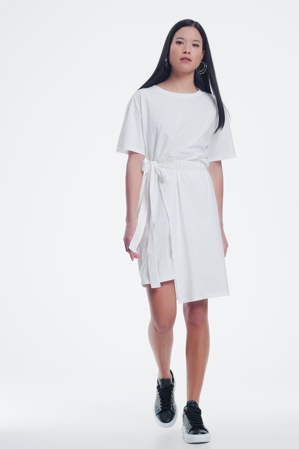 Q2 Cream dress with elastic side band