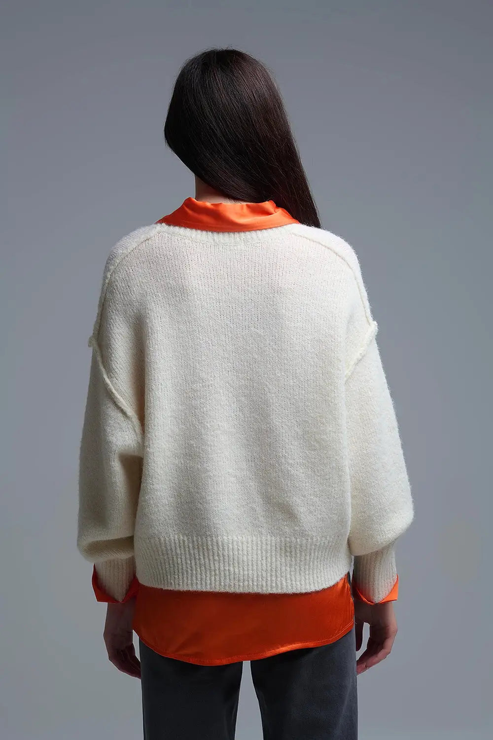 Cream Embroidered Mardi Sweater With Flowers - One Size / White - Sweaters