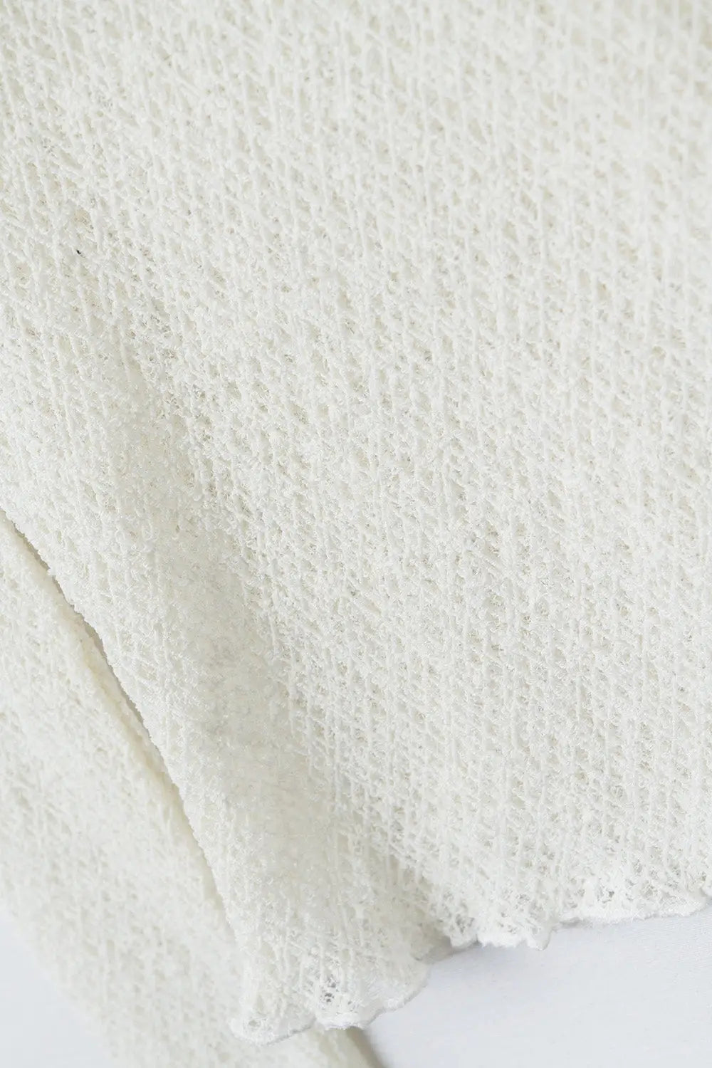 cream flared long sleeve t-shirt in lace fabric - Shirts