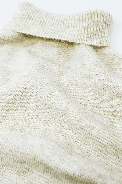 cream fluffy high neck relax fit sweater - One Size / White - Sweaters