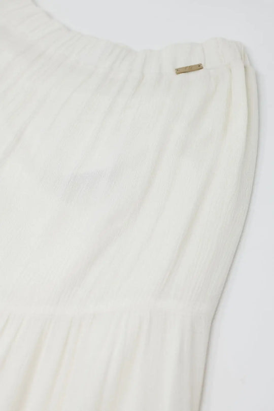Cream Maxi Skirt With Lace Detail - Skirts