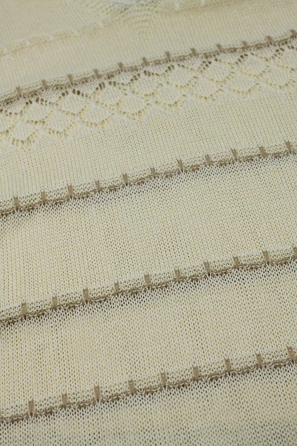 Cream Midi Sleeveless Dress With V-neck and Crochet Design - One Size / Beige - Dresses