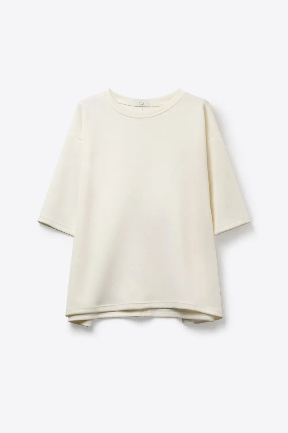 Cream Relaxed Fit Short Sleeve sweatshirt with Crewneck - One Size / White - Sweaters