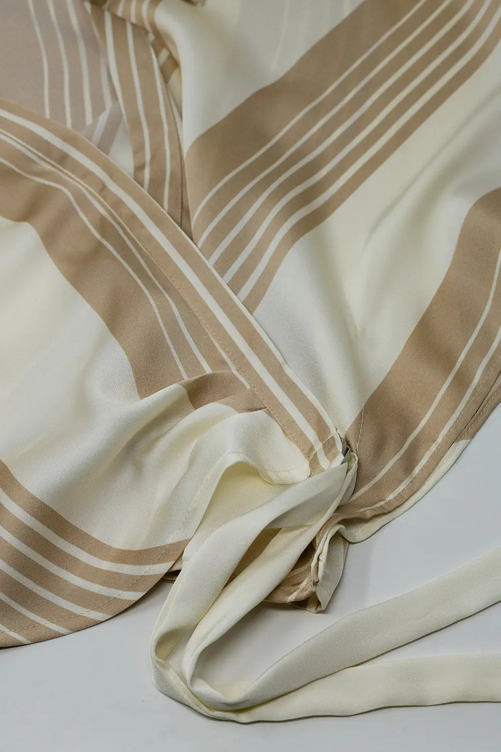 Cream Shirt Tied At Side With V-neck - Shirts