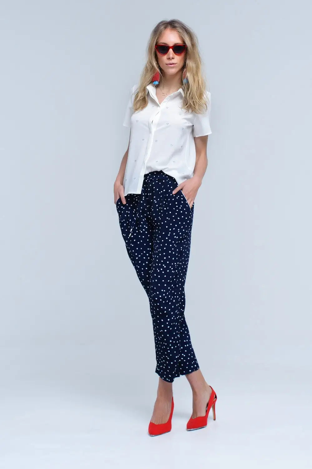 Cream shirt with heart embroidery - Shirts
