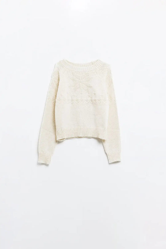 Q2 Cream sweater with Christmas detail